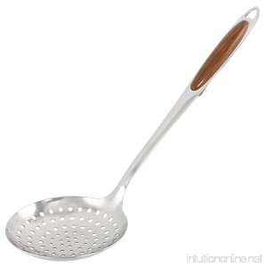 Wood Grain Coated Handle Stainless Steel Perforated Spoon Skimmer - B00BXXLM4G